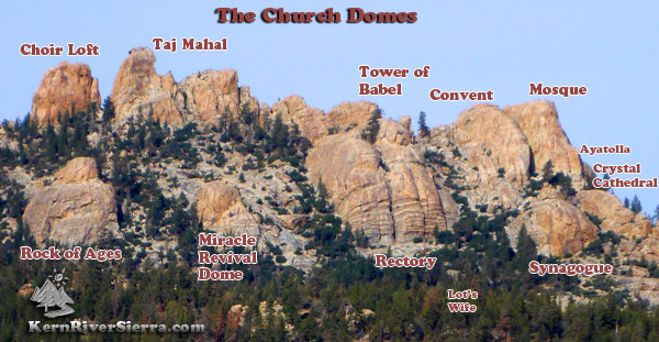 Church Domes in Sequoia National Forest - the Names