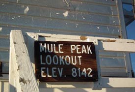 Mule Peak sign