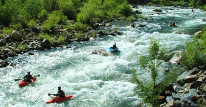 Paddlers on the upper Kern River